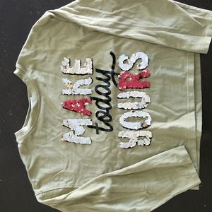 Sequins Graphic. Long sleeve t-shirt slightly crop. Zara